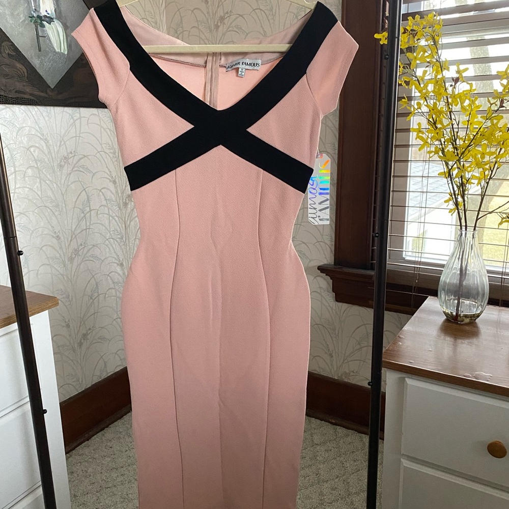 Pink midi bodycon dress